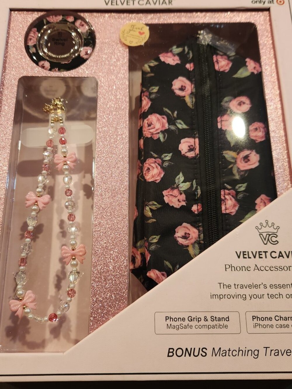 Velvet Caviar Phone Accessories Set Travel Bag: Grip, Lanyard & Bag, new in box